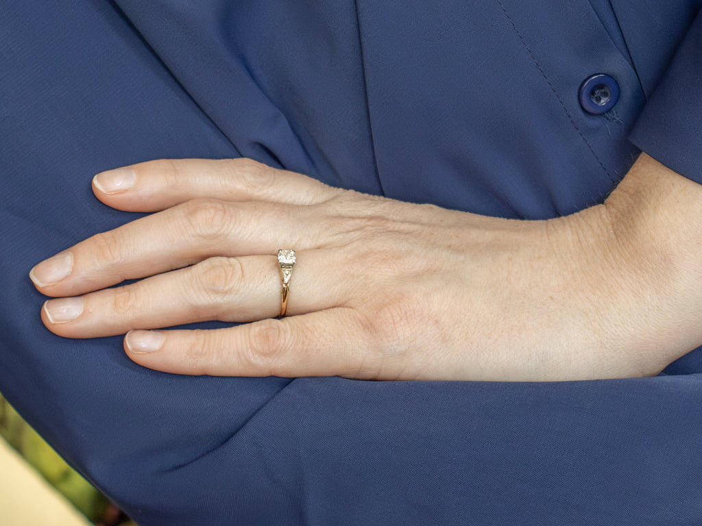 Cushion-Cut Diamond Three-Stone Retro Era Engagement Ring
