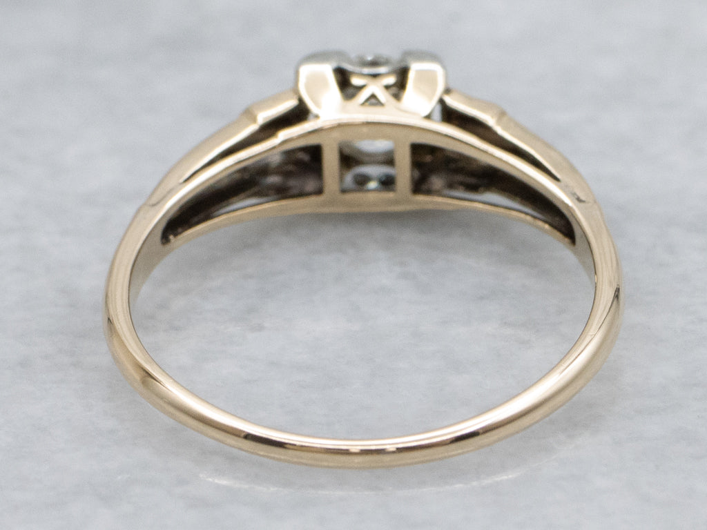 European Cut Diamond Solitaire 1940s Engagement Ring