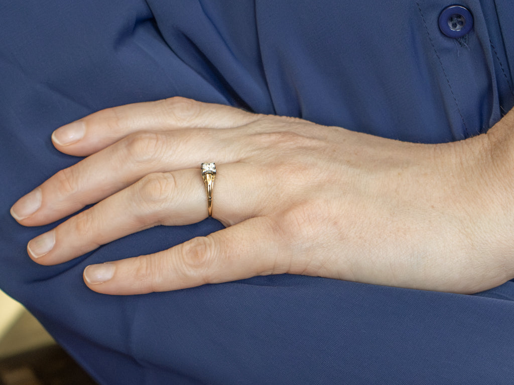 European Cut Diamond Solitaire 1940s Engagement Ring