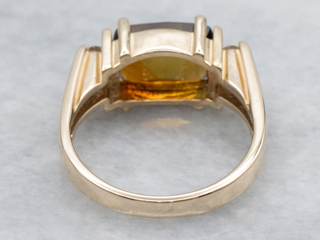 East-West Set Dravite Tourmaline and Diamond Gold Ring