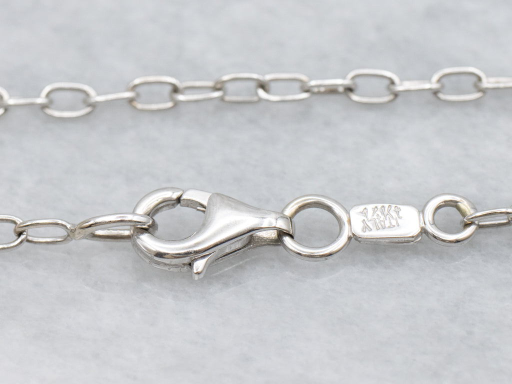 White Gold Bezel-Set Diamond Paperclip Chain Necklace