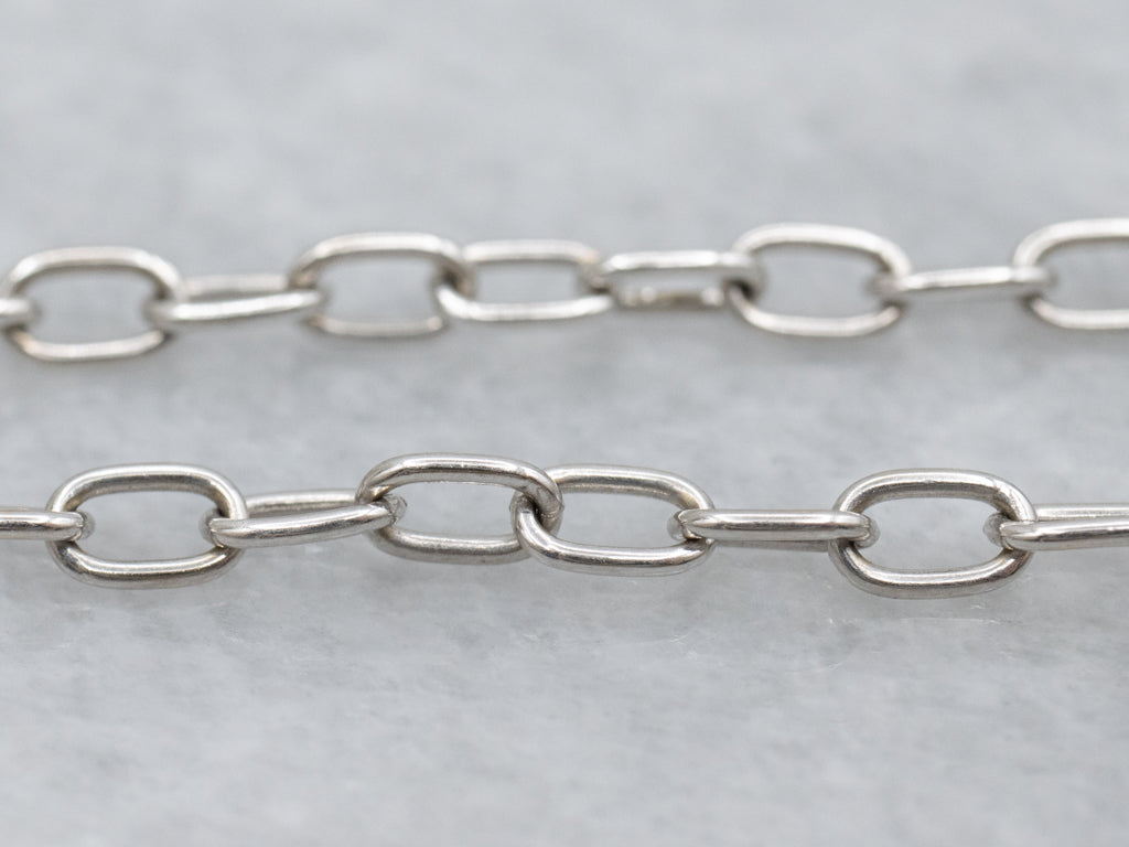 White Gold Bezel-Set Diamond Paperclip Chain Necklace