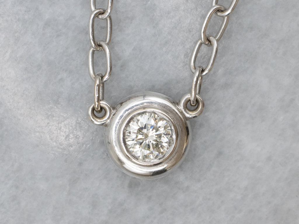White Gold Bezel-Set Diamond Paperclip Chain Necklace