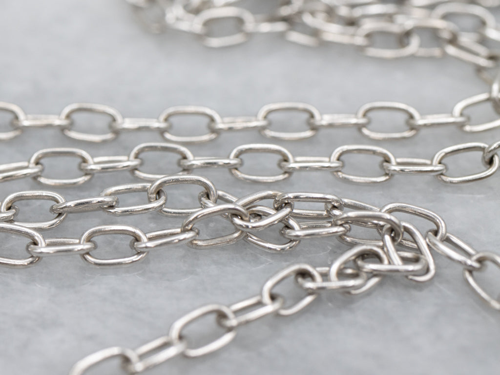 White Gold Bezel-Set Diamond Paperclip Chain Necklace