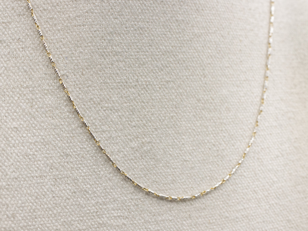 Faceted Italian Two-Tone Gold Bar Link Chain