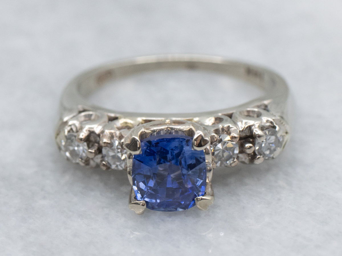 Sapphire and Diamond White Gold Anniversary Ring