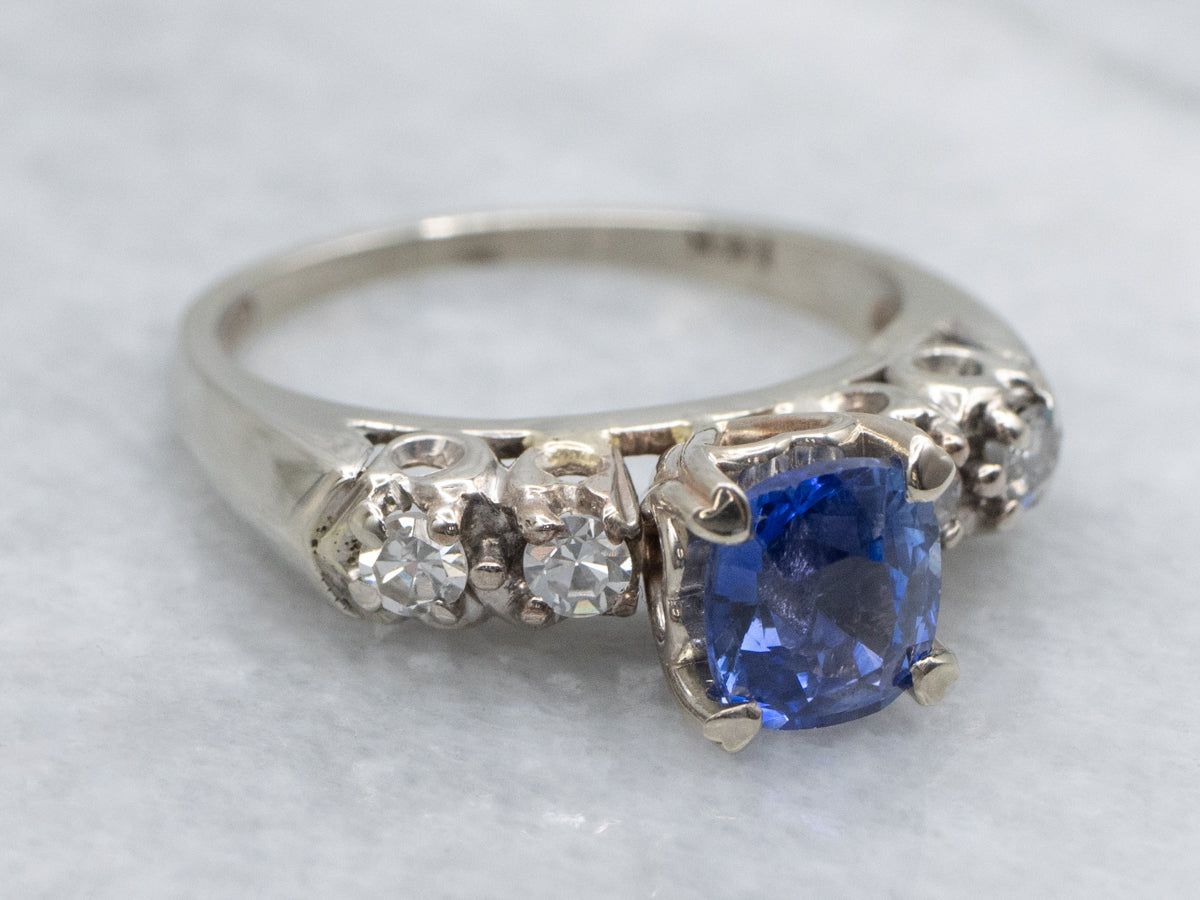 Sapphire and Diamond White Gold Anniversary Ring