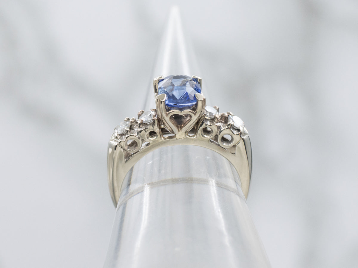 Sapphire and Diamond White Gold Anniversary Ring