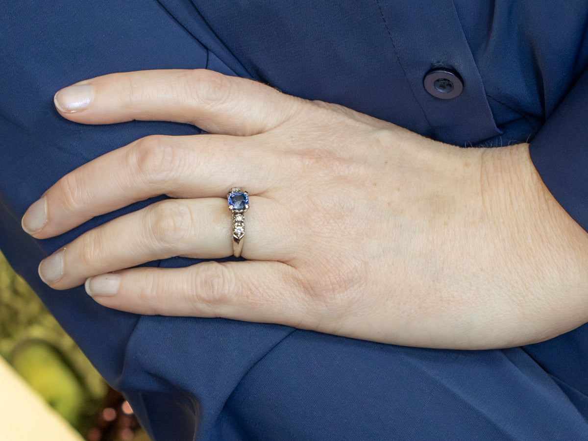 Sapphire and Diamond White Gold Anniversary Ring