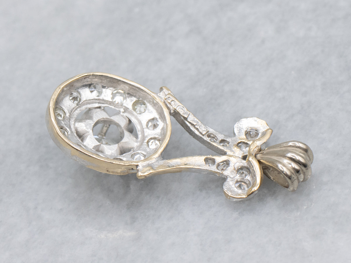 Floral Marquise-Cut Diamond Halo Drop Pendant