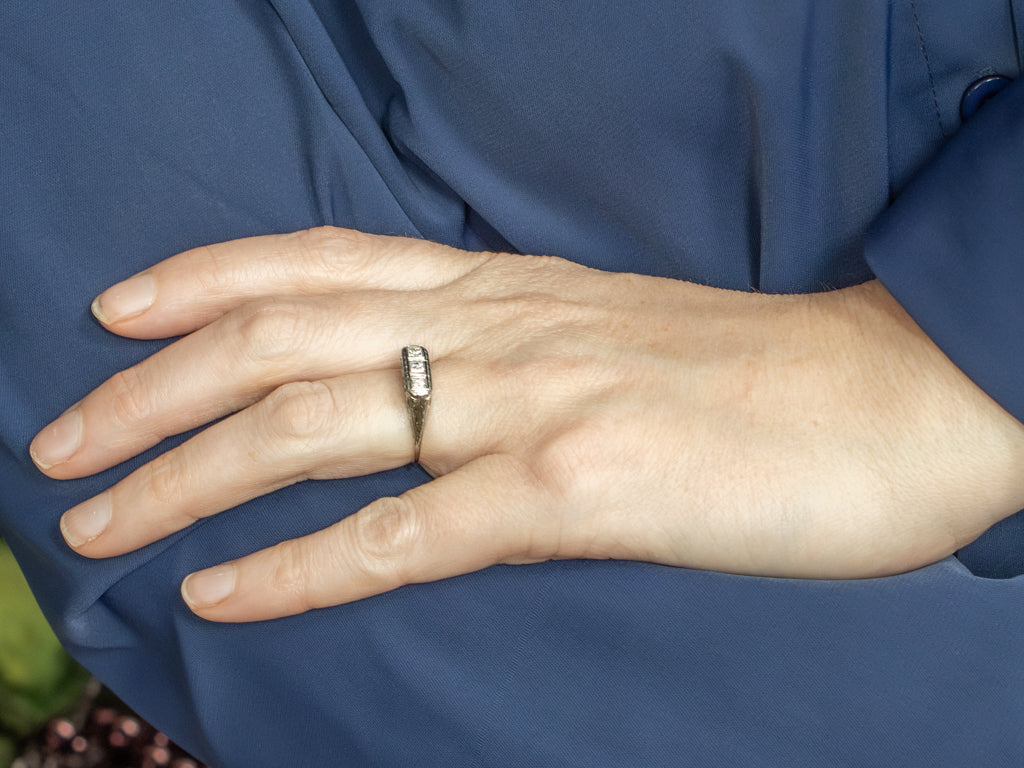 1920s Three Stone Diamond Ring with Hand Engravings