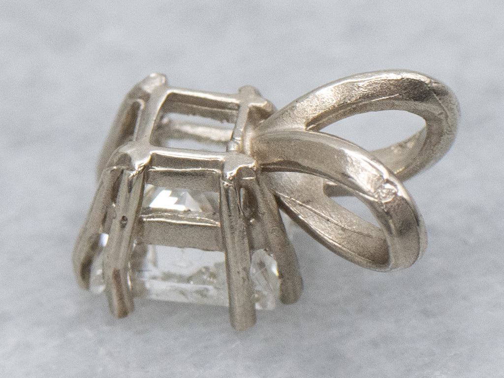 Princess-Cut Diamond White Gold Pendant with Split Bail