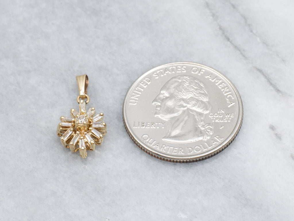 Yellow Gold Mix-Cut Diamond Snowflake Pendant