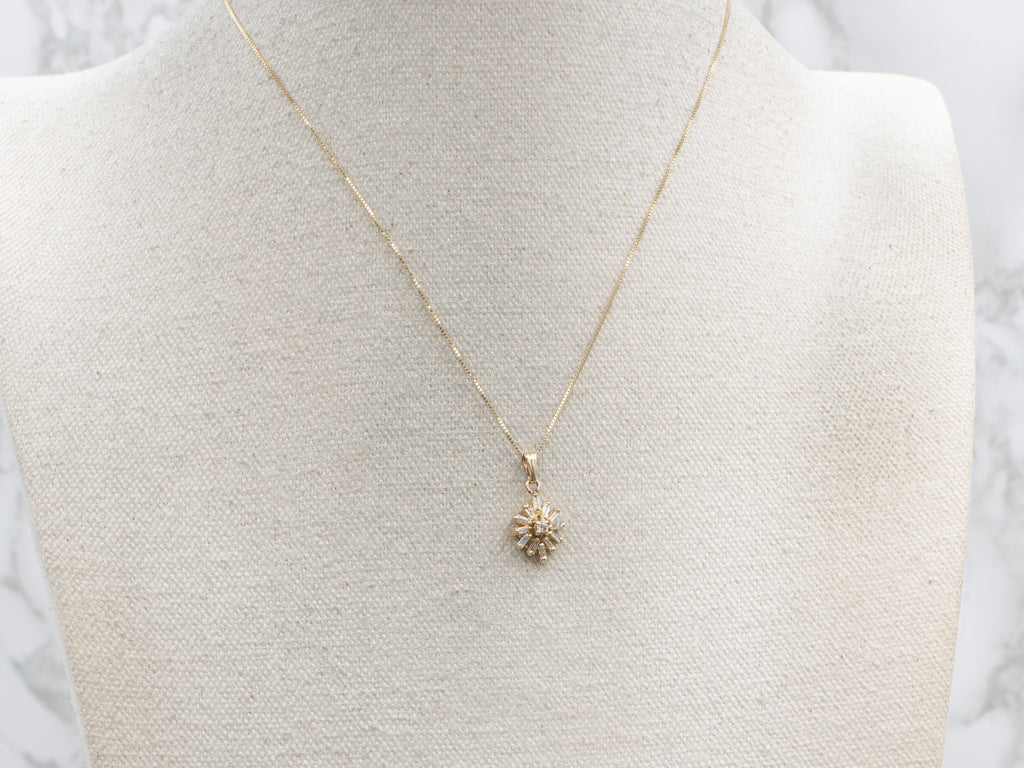Yellow Gold Mix-Cut Diamond Snowflake Pendant