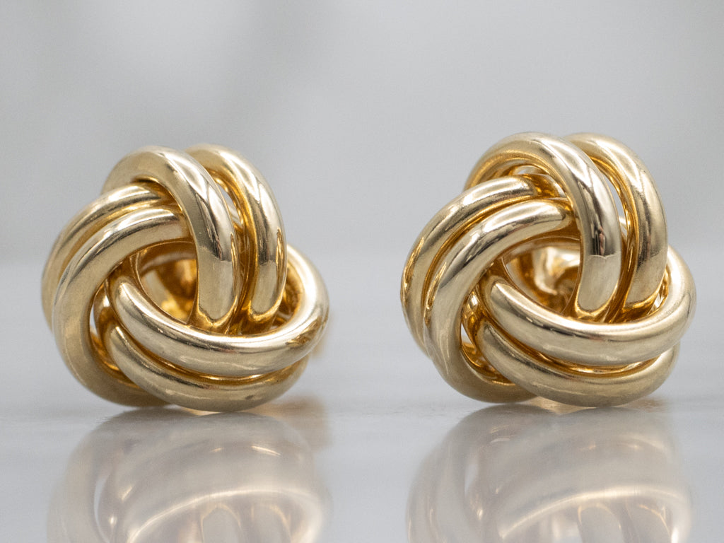 Polished 14-Karat Gold Lovers Knot Stud Earrings