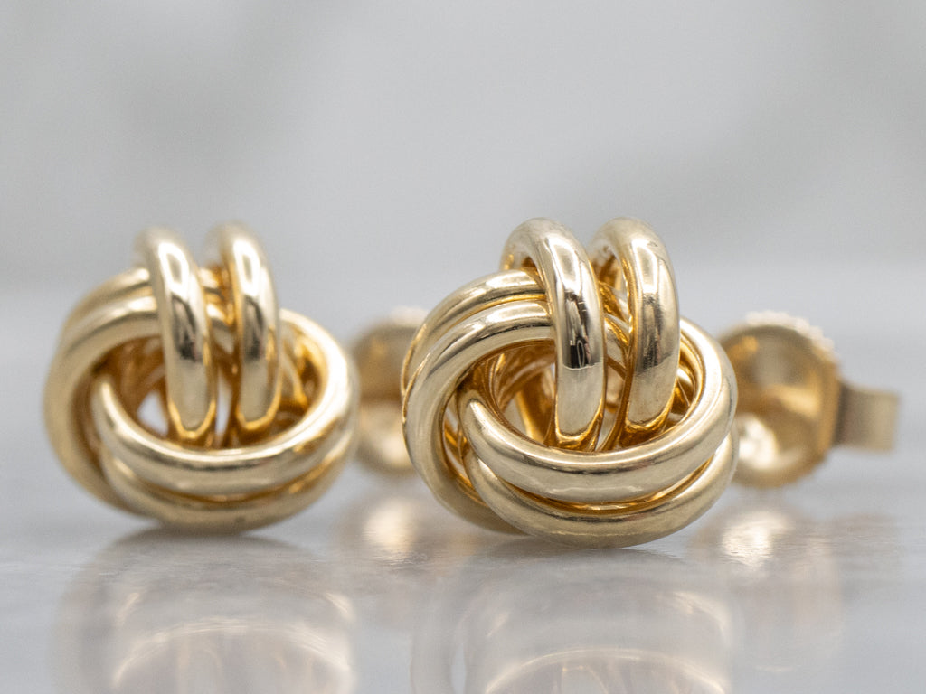 Polished 14-Karat Gold Lovers Knot Stud Earrings