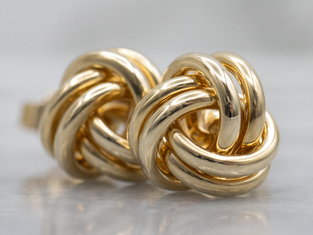 Polished 14-Karat Gold Lovers Knot Stud Earrings