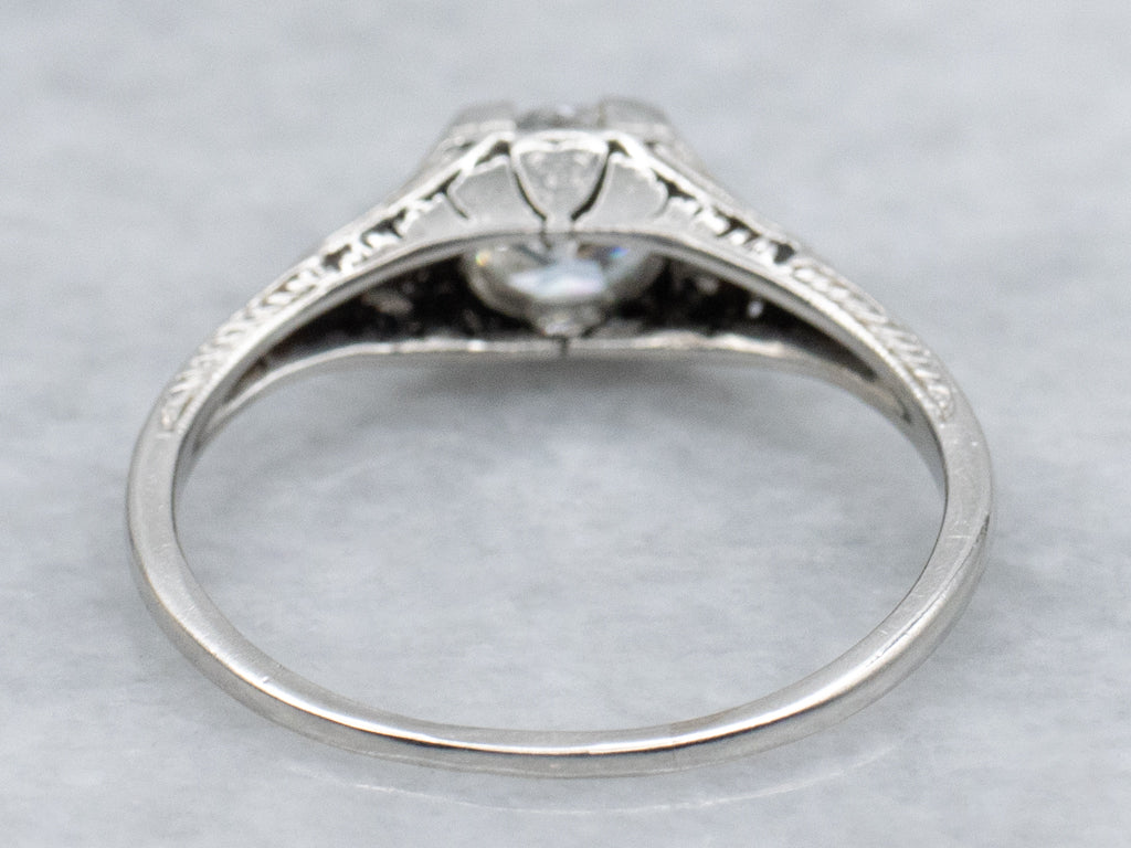 Antique Platinum Old European Cut Diamond Solitaire Engagement Ring