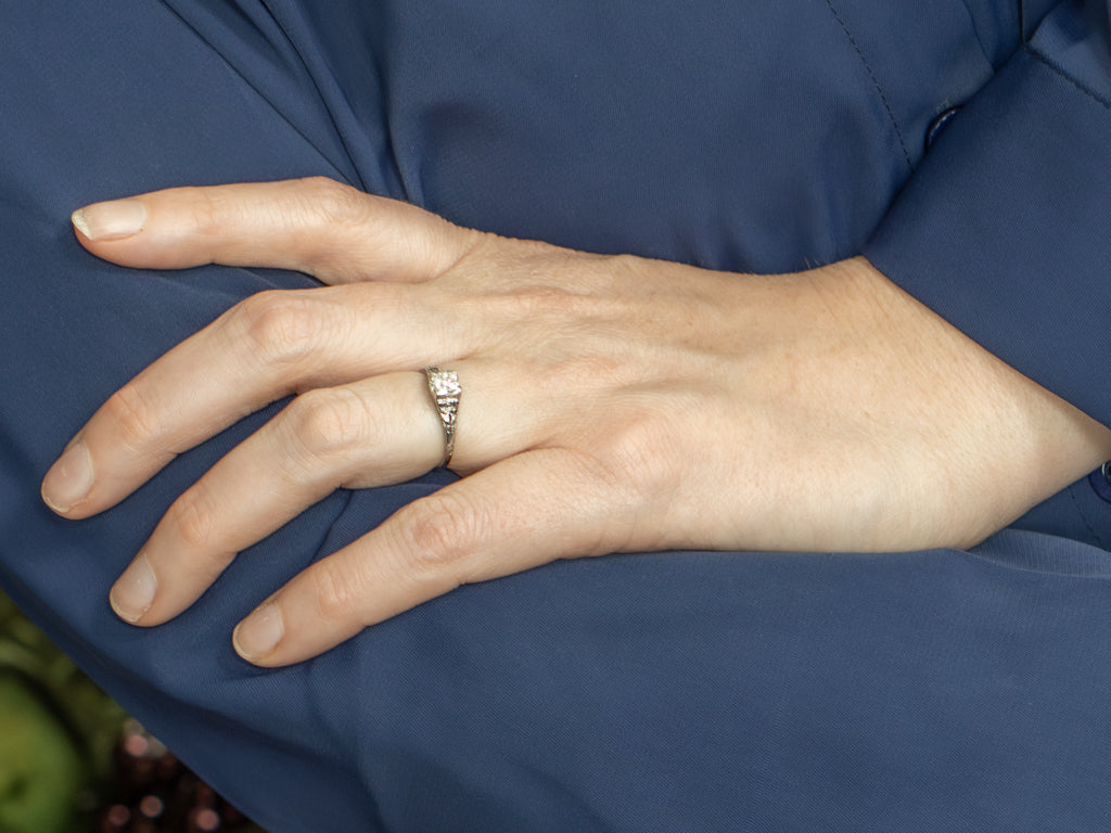 Antique Platinum Old European Cut Diamond Solitaire Engagement Ring