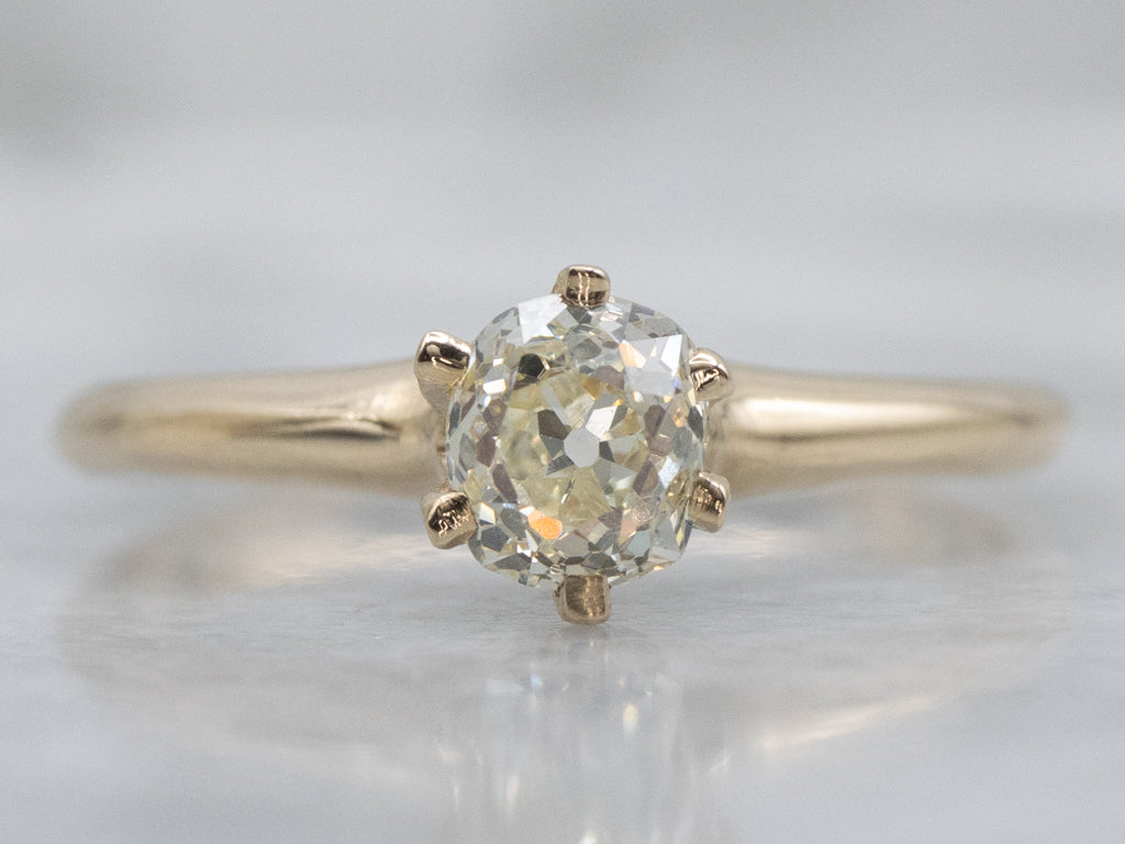 Six-Prong Old Mine Cut Diamond Solitaire Engagement Ring