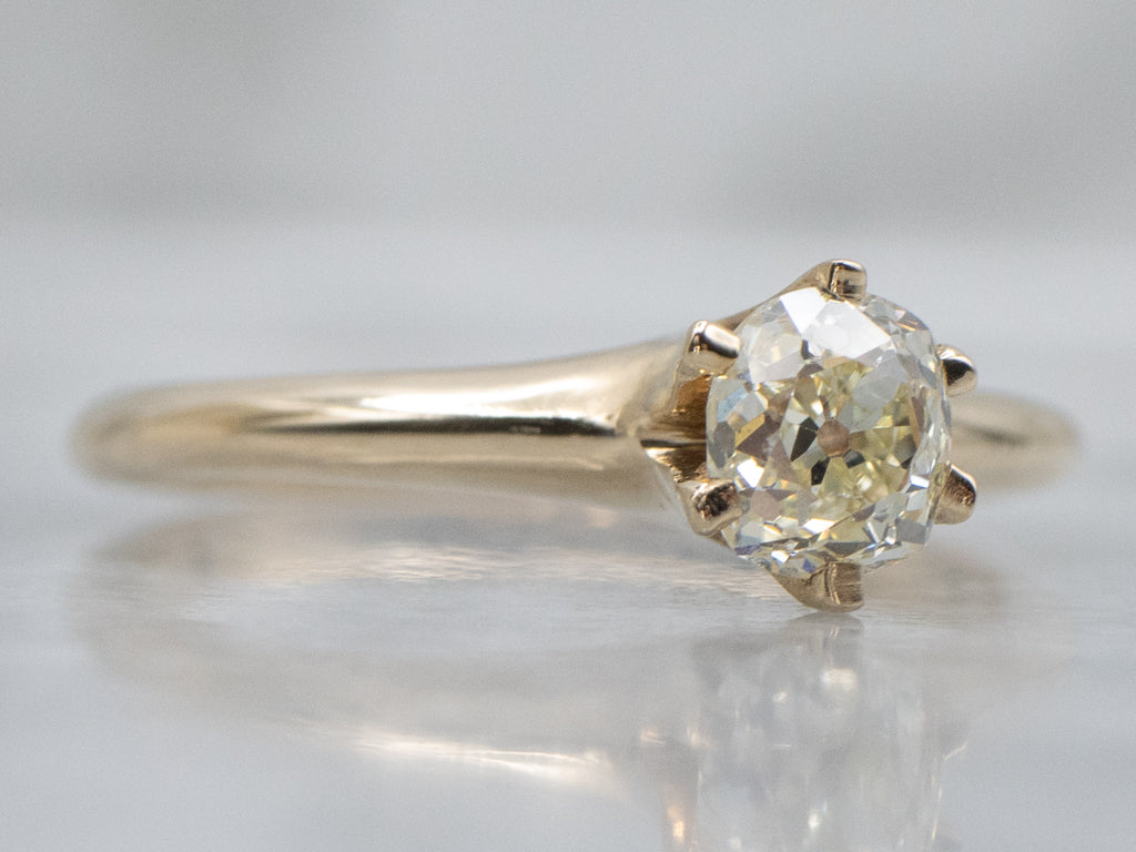 Six-Prong Old Mine Cut Diamond Solitaire Engagement Ring
