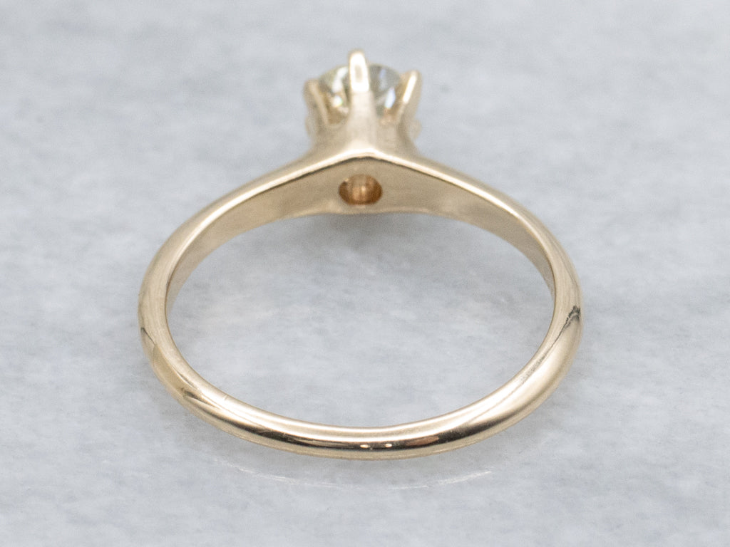 Six-Prong Old Mine Cut Diamond Solitaire Engagement Ring