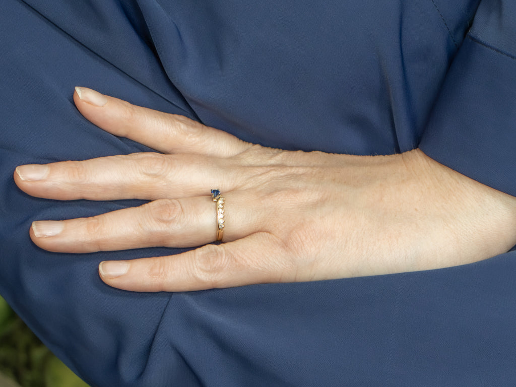 Modern Sapphire and Diamond Tiara Two Tone Engagement Ring