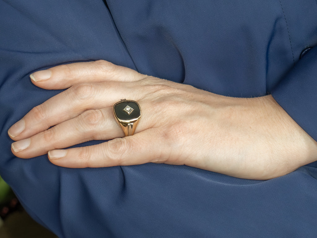 Men's Classic Black Onyx and Diamond Statement Ring