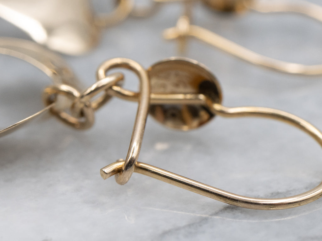 Polished Gold Ribbon Drop Earrings