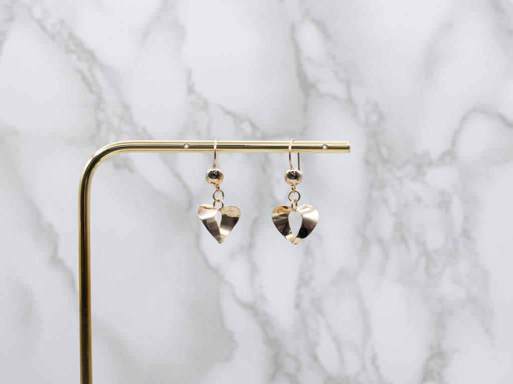 Polished Gold Ribbon Drop Earrings