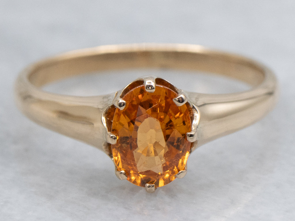 Antique Gold Spessartite Garnet Solitaire Ring