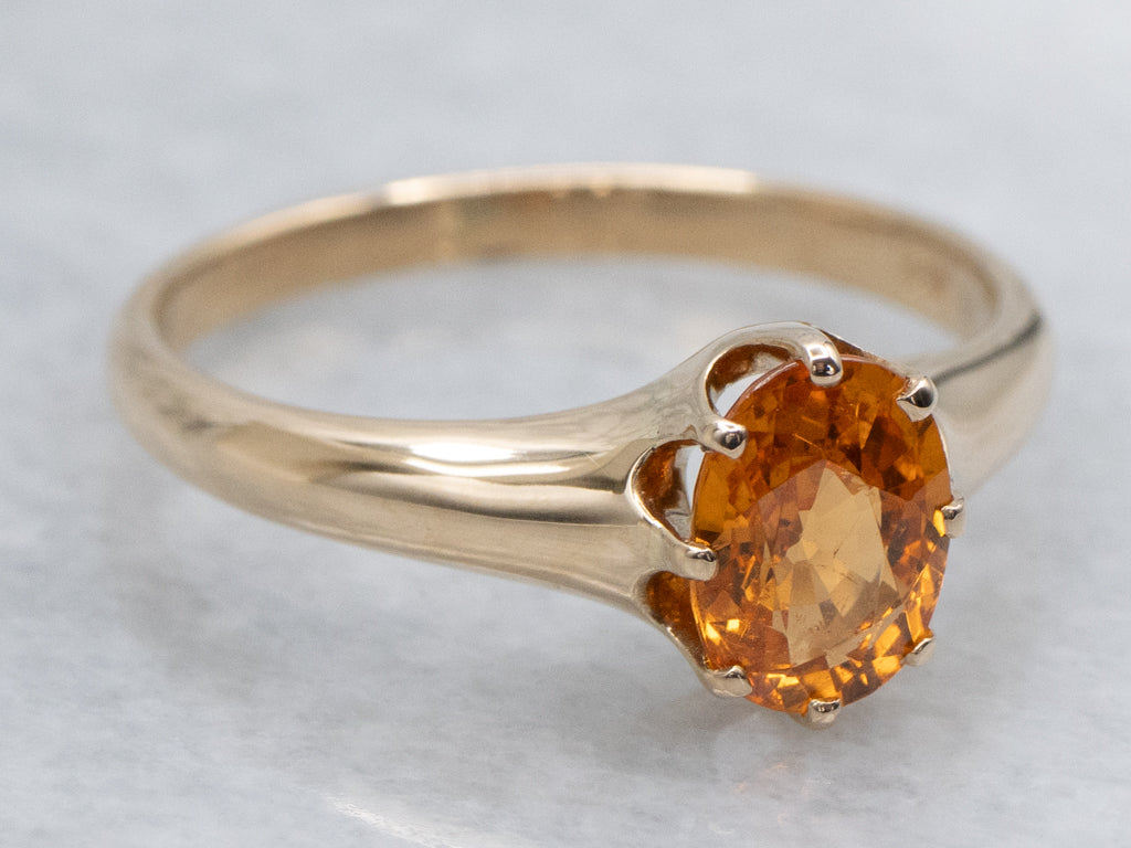 Antique Gold Spessartite Garnet Solitaire Ring