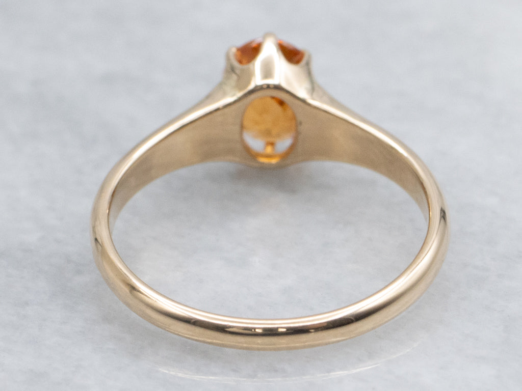 Antique Gold Spessartite Garnet Solitaire Ring