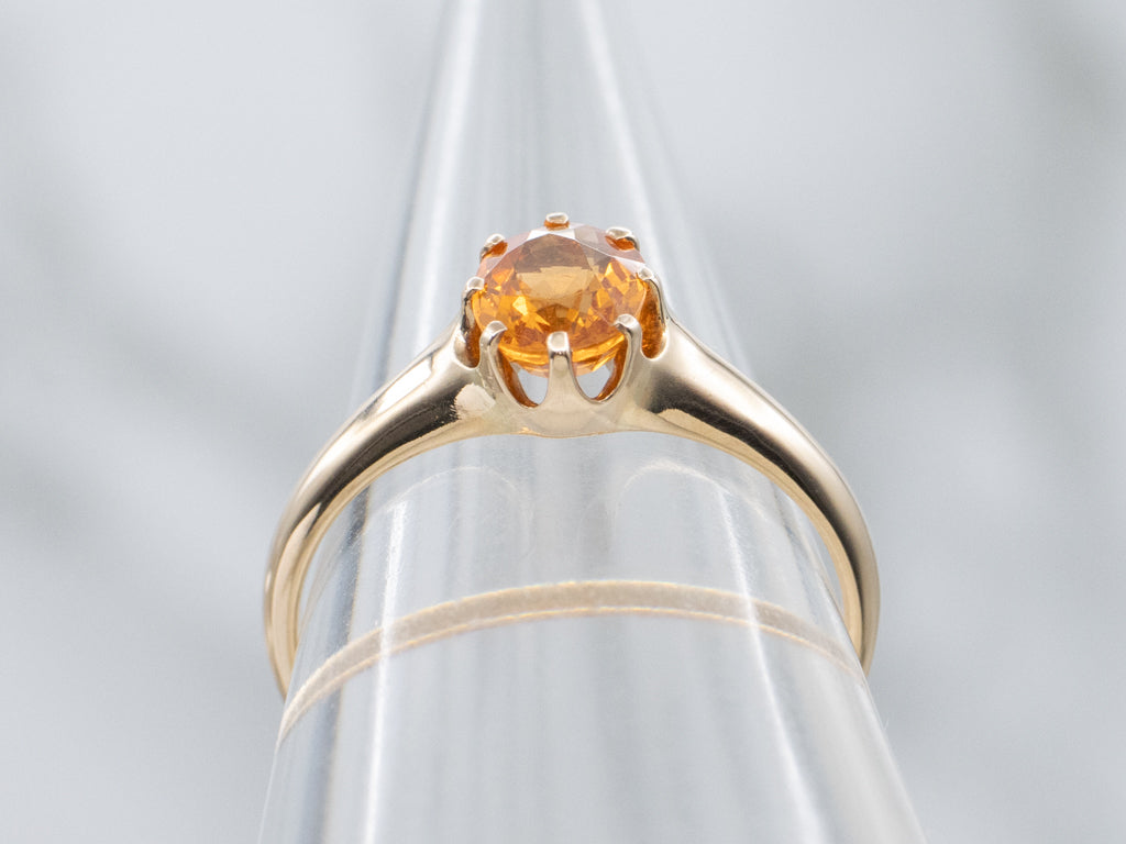 Antique Gold Spessartite Garnet Solitaire Ring