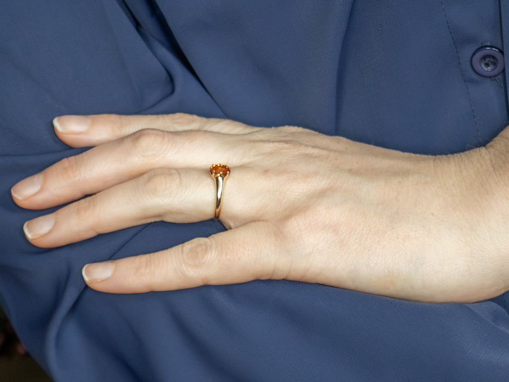 Antique Gold Spessartite Garnet Solitaire Ring