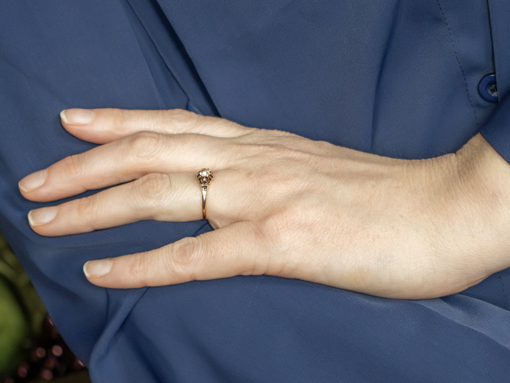Victorian Light Yellow Old Mine Cut Diamond Engagement Ring