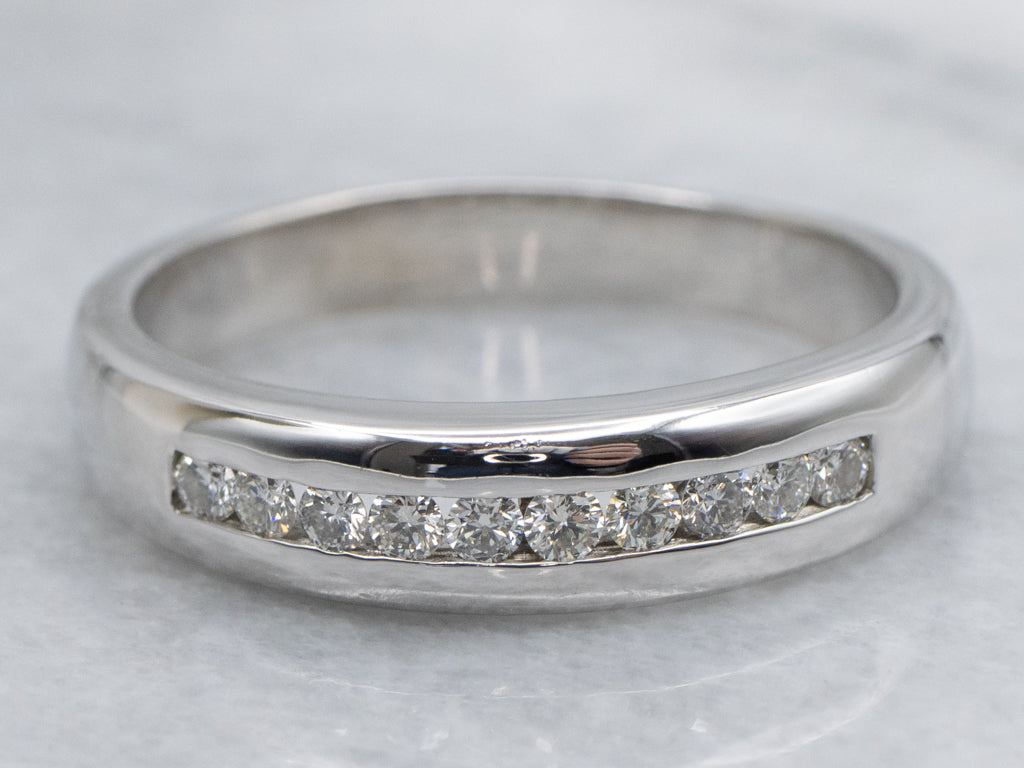 Channel Set Diamond White Gold Wedding Band