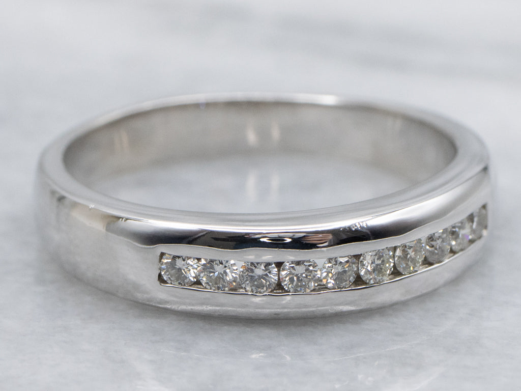 Channel Set Diamond White Gold Wedding Band