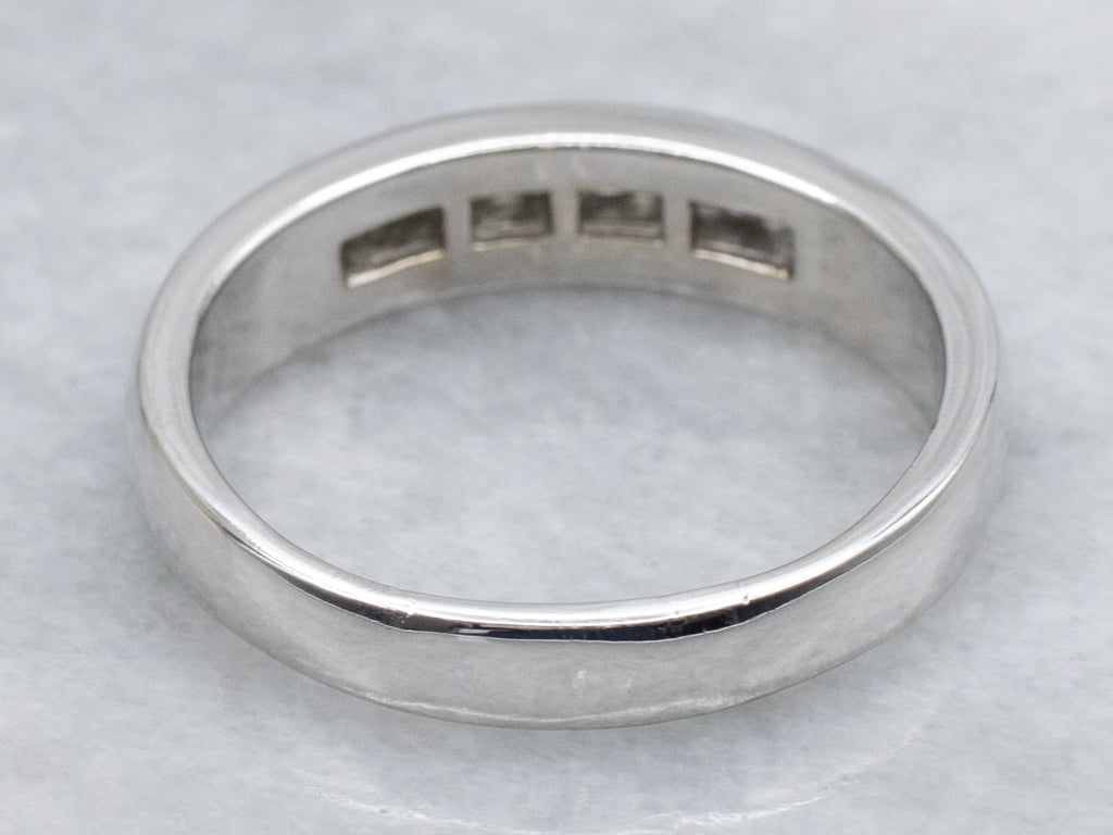 Channel Set Diamond White Gold Wedding Band