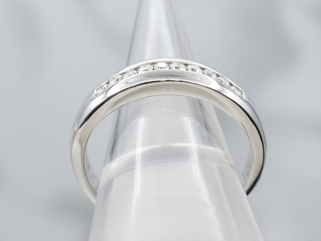 Channel Set Diamond White Gold Wedding Band