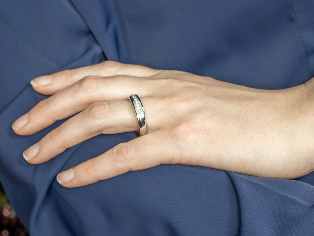 Channel Set Diamond White Gold Wedding Band