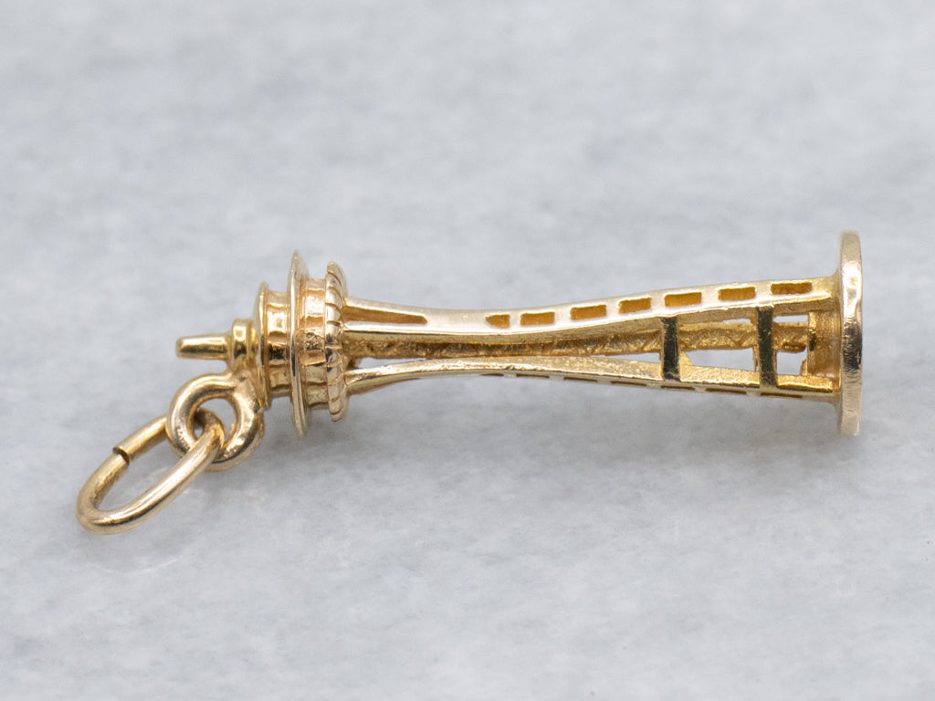 Yellow Gold Seattle Space Needle Charm Pendant
