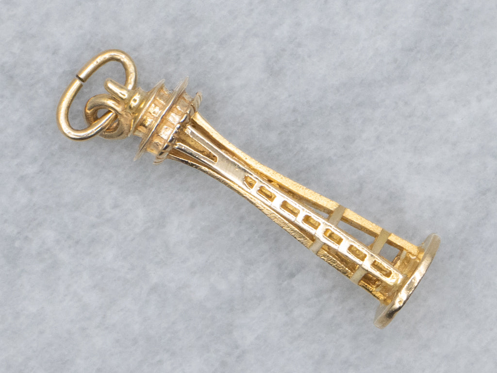 Yellow Gold Seattle Space Needle Charm Pendant