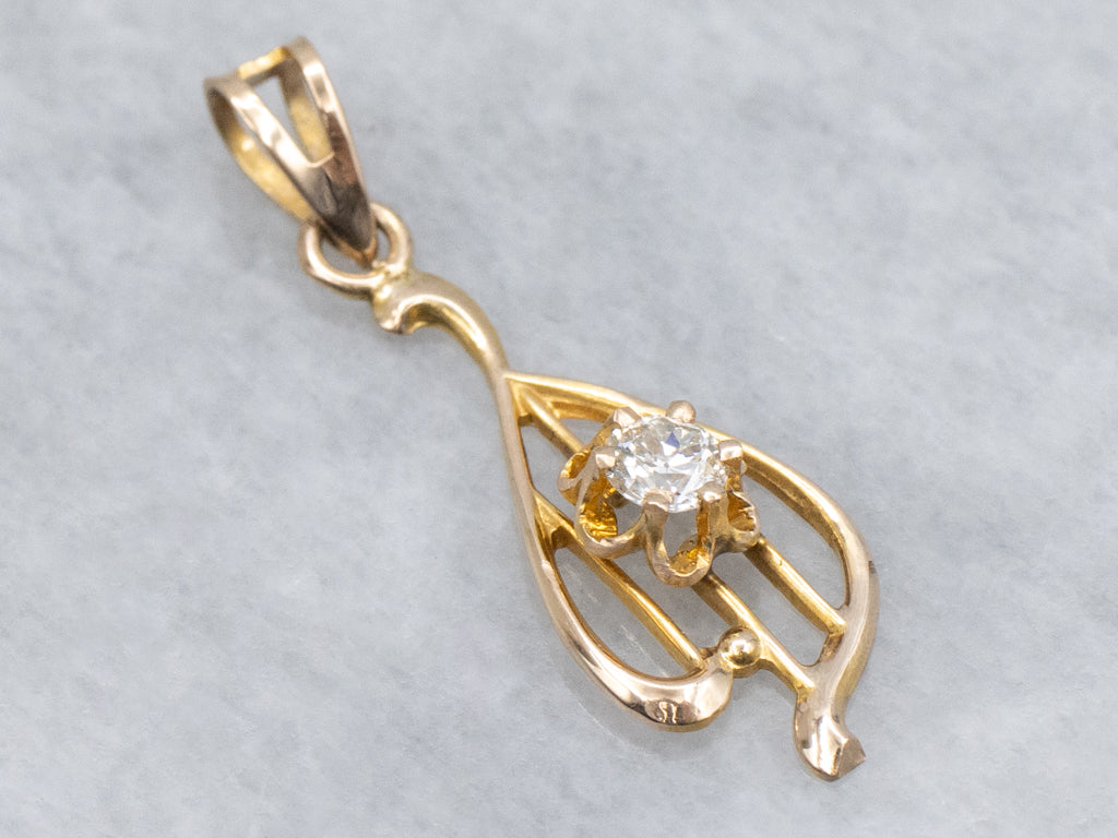 Little Buttercup-Set Antique Ostby and Barton Diamond Pendant