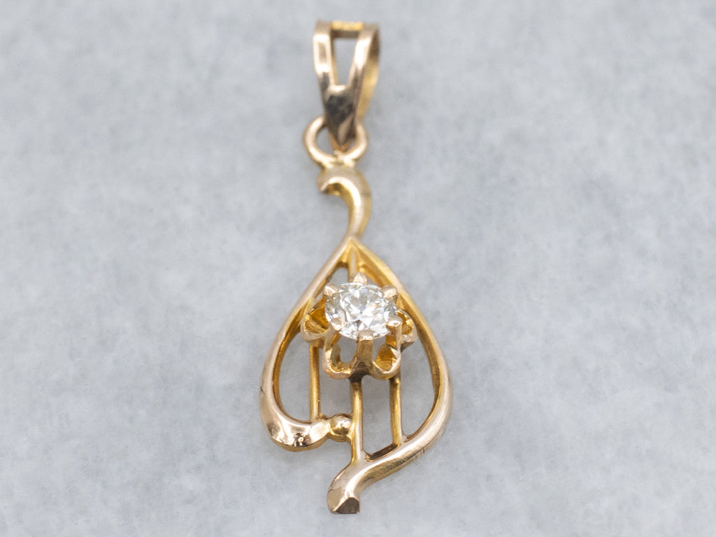 Little Buttercup-Set Antique Ostby and Barton Diamond Pendant