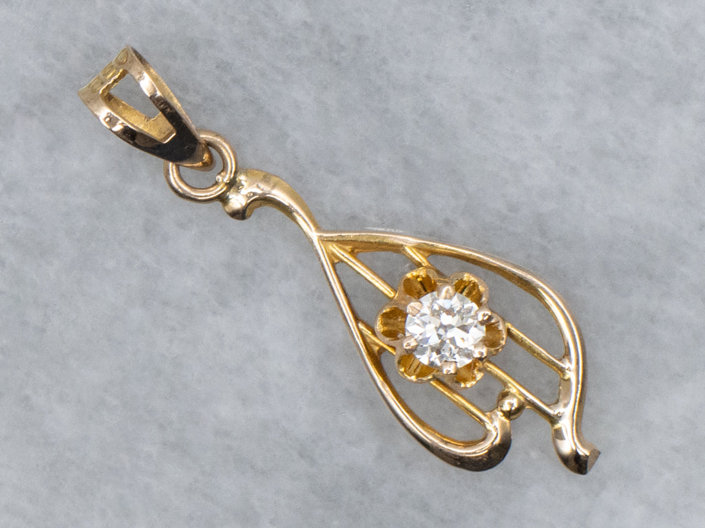Little Buttercup-Set Antique Ostby and Barton Diamond Pendant