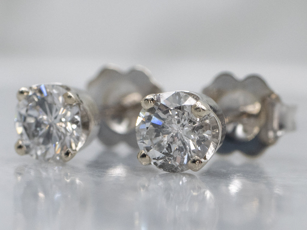 Round Brilliant Diamond White Gold Stud Earrings