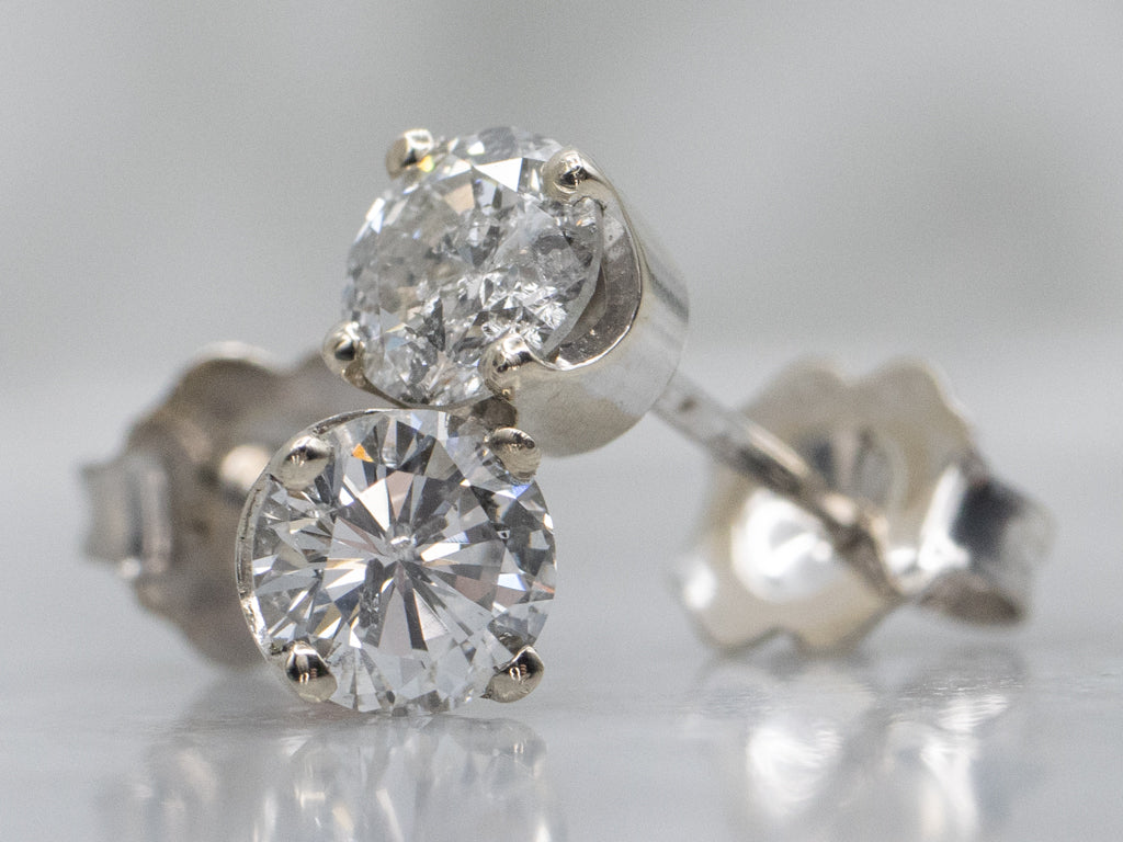 Round Brilliant Diamond White Gold Stud Earrings