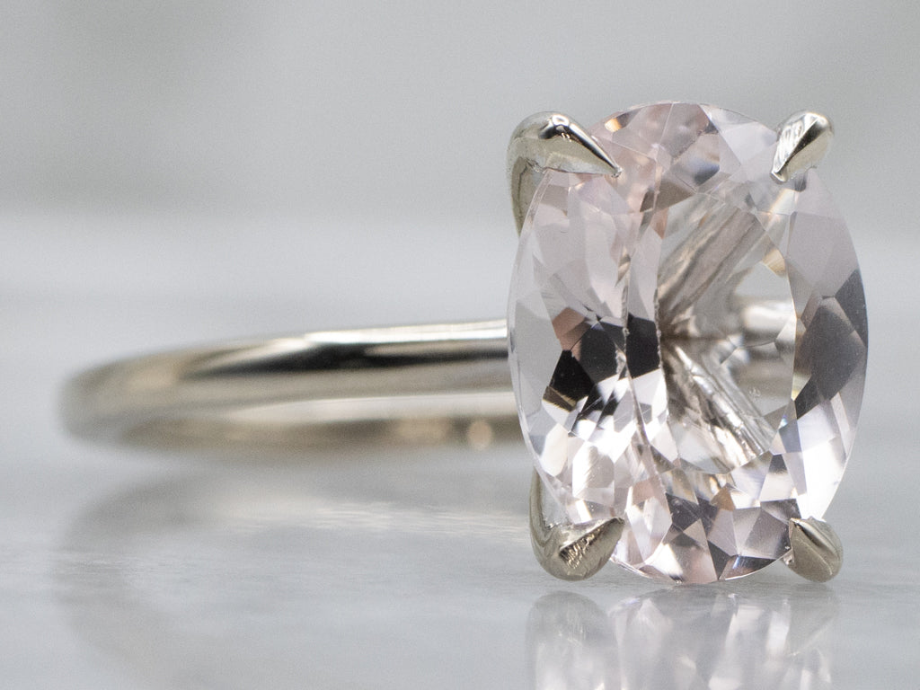 White Gold Morganite Solitaire Ring