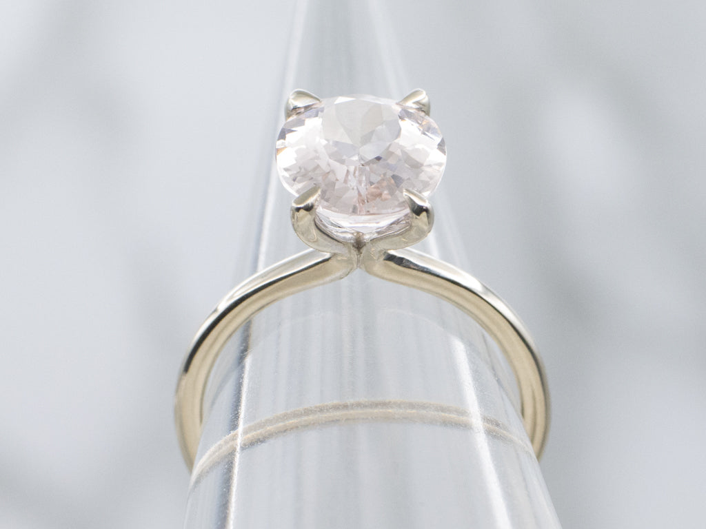 White Gold Morganite Solitaire Ring